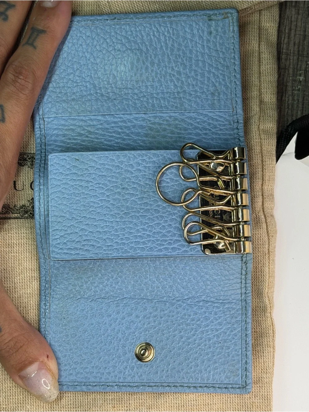 Gucci Swing Blue Leather 6-Key Holder Rare